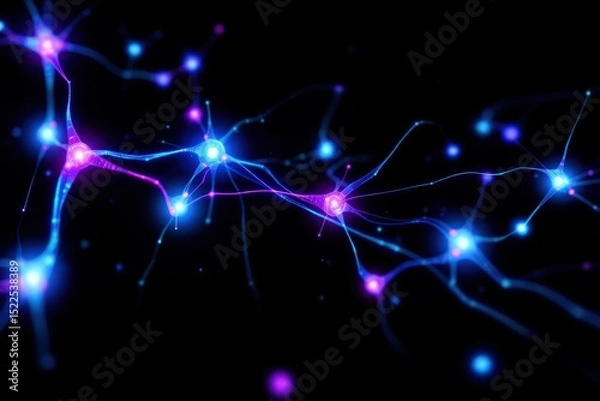 Fototapeta Colorful abstract representation of interconnected neurons in a digital network