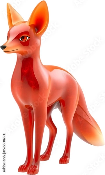 Fototapeta A refined fire opal fox sculpture with smooth curves and sharp tail, poised alertly. 