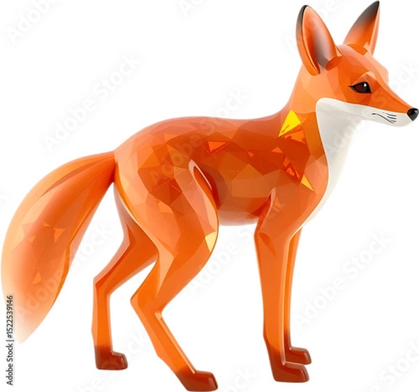 Fototapeta A refined fire opal fox sculpture with smooth curves and sharp tail, poised alertly. 