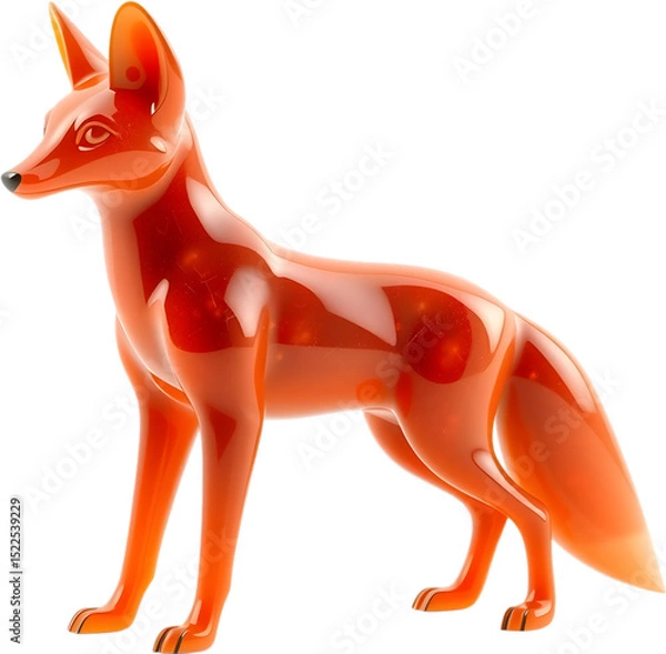 Fototapeta A refined fire opal fox sculpture with smooth curves and sharp tail, poised alertly. 