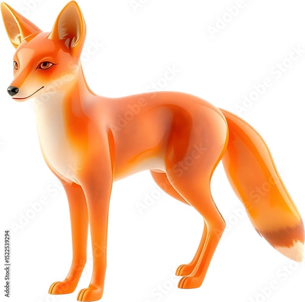 Fototapeta A refined fire opal fox sculpture with smooth curves and sharp tail, poised alertly. 