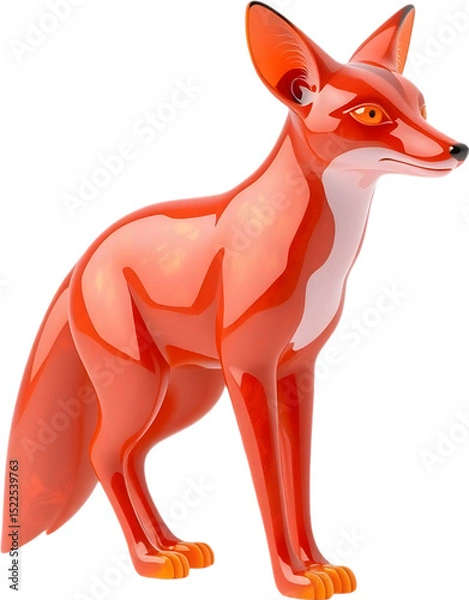 Fototapeta A refined fire opal fox sculpture with smooth curves and sharp tail, poised alertly. 