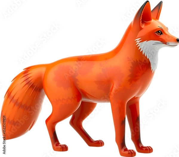 Fototapeta A refined fire opal fox sculpture with smooth curves and sharp tail, poised alertly. 