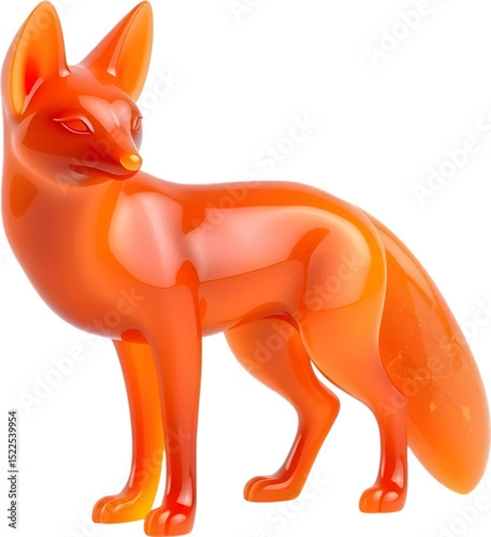 Fototapeta A refined fire opal fox sculpture with smooth curves and sharp tail, poised alertly. 
