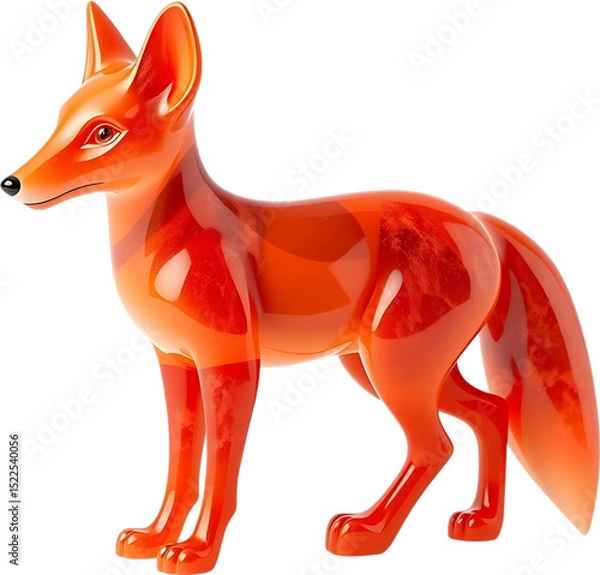 Fototapeta A refined fire opal fox sculpture with smooth curves and sharp tail, poised alertly. 