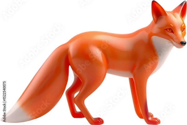 Fototapeta A refined fire opal fox sculpture with smooth curves and sharp tail, poised alertly. 