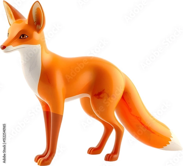 Fototapeta A refined fire opal fox sculpture with smooth curves and sharp tail, poised alertly. 