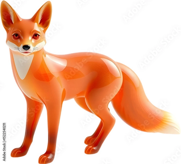 Fototapeta A refined fire opal fox sculpture with smooth curves and sharp tail, poised alertly. 