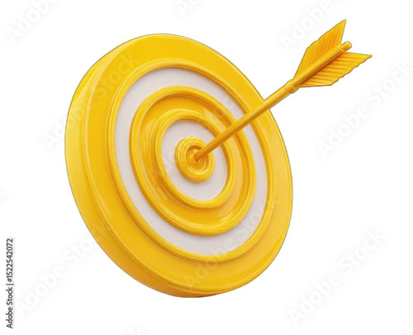 Obraz A vibrant yellow target with a centered orange arrow