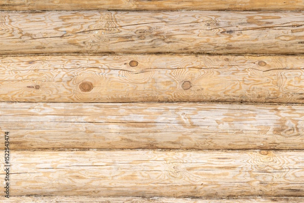 Obraz Horizontal wooden logs showcasing natural textures. Log house wall