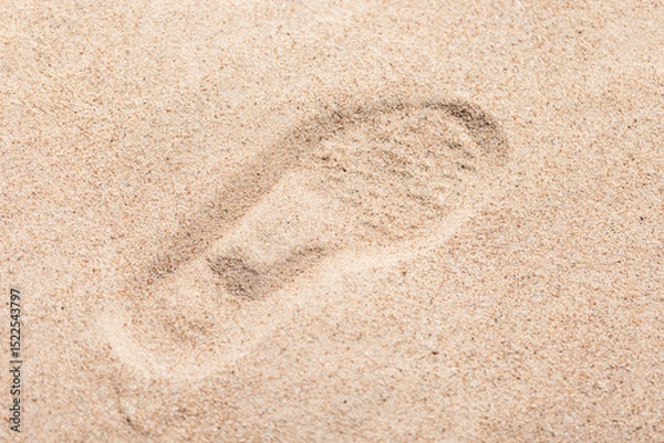 Obraz Detailed view of a single footprint imprinted in fine sand