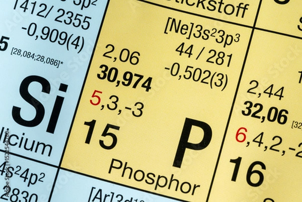 Fototapeta Phosphorus German periodic table of elements macro close-up chemical physical description