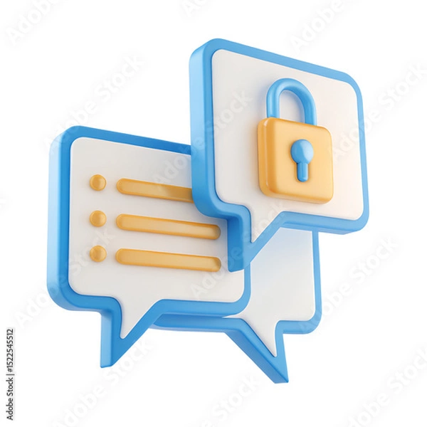Fototapeta Secure chat icon, a speech bubble with a padlock and encryption lines