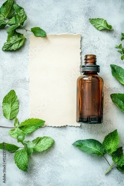 Fototapeta The mint extract in a small jar. generative AI,