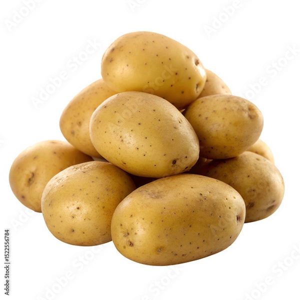 Fototapeta Freshly harvested yukon gold potatoes isolated against a clean black background for versatile use
