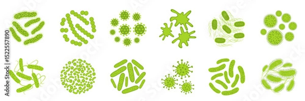 Fototapeta Different types of bacteria, germ and virus.