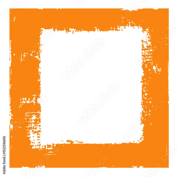 Fototapeta Orange grunge vector frame. A distressed square border with a rough, heavily textured stamp or paint effect. Perfect for adding a bold, modern, and energetic feel to your designs.