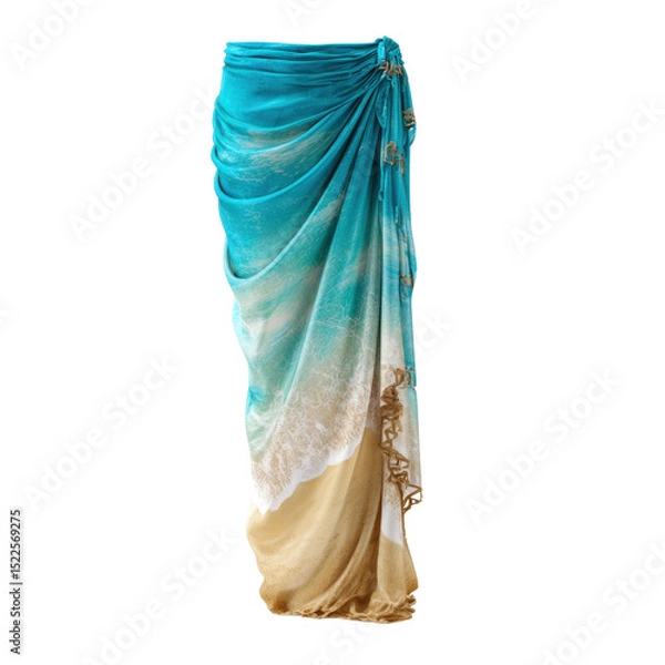 Fototapeta Turquoise Beach-Inspired Draped Skirt with Transparent Background