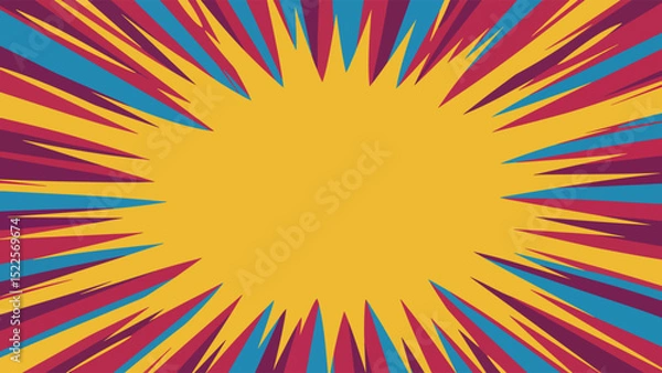 Obraz comic zoom overlay background with diagonal burst rays and clean center