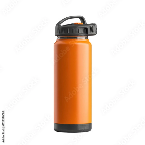Fototapeta Vibrant Orange Insulated Water Bottle with Transparent Background