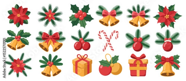 Obraz Christmas Festive Icons Collection Red and Gold