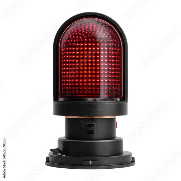 Fototapeta Vibrant Red LED Warning Light Isolated on Transparent Background