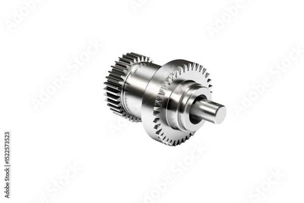 Fototapeta 3D render of a metallic gear assembly, showcasing intricate details and precision engineering. background removed