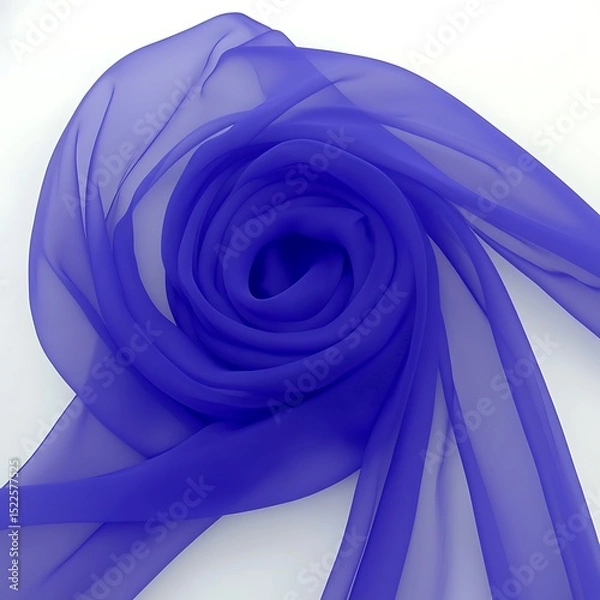 Obraz A flowing spiral arrangement of delicate transparent blue fabric