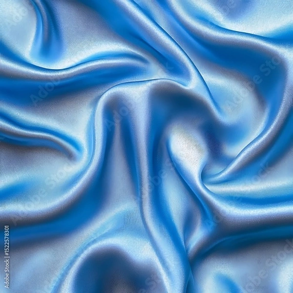 Obraz The image presents a flowing expanse of blue satin fabric