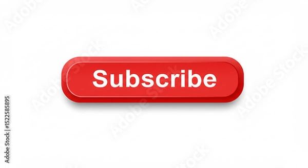 Fototapeta A red subscribe button with white text on a white background asking viewers to subscribe now please