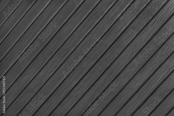 Fototapeta Wooden diagonal plank, bamboo surface texture, board wall background. Painted wooden panels black color, wallpaper, backdrop, design element.