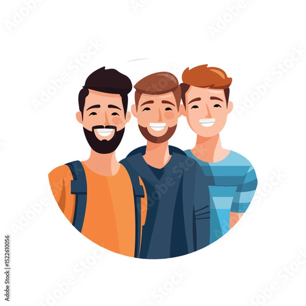 Fototapeta Professional Avatar Friends Men Standing Icon on White Background for Various Uses