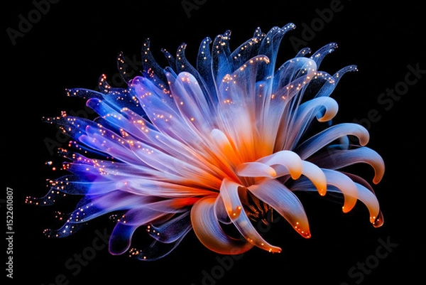 Fototapeta Abstract form of glowing flower isolated on black