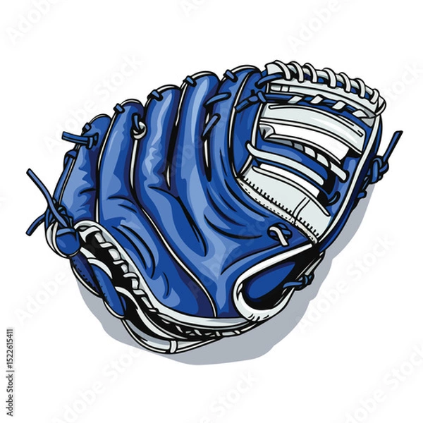 Obraz Professional Baseball Leather Glove with Blue Lines Stock Vector Illustration