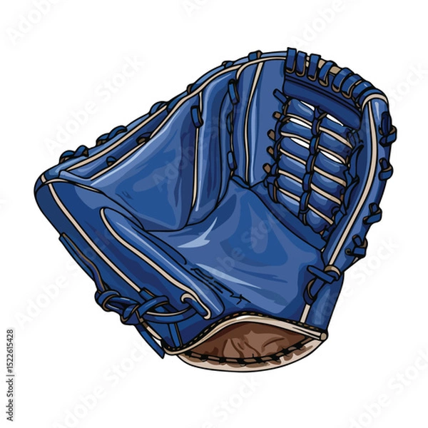 Obraz Professional Baseball Leather Glove with Blue Lines Stock Vector for Sports Graphics