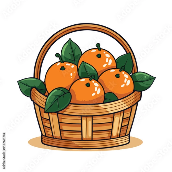 Obraz Professional Basket with Oranges Fruits Icon on White Background for Creative Projects