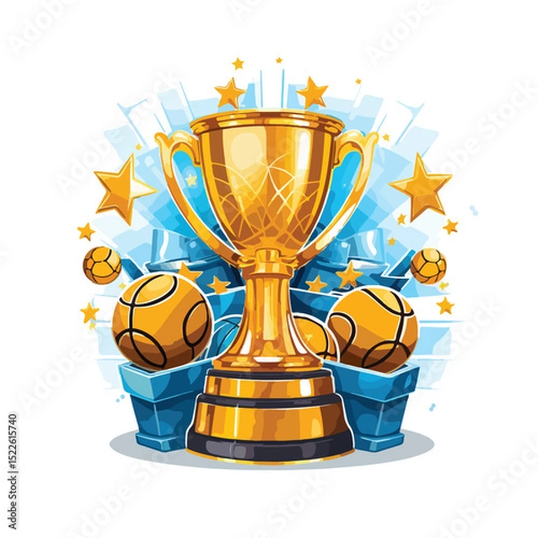 Obraz Professional Basketball Trophy Cups Vector Image for Sports Awards and Achievements
