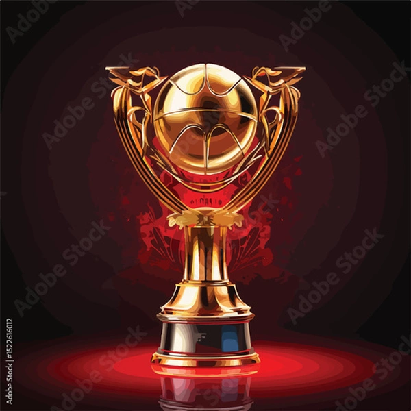 Obraz Elegant Basketball Trophy Cup with Red Lines Stock Vector Illustration