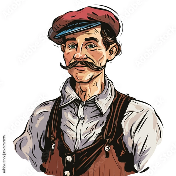 Obraz Authentic Bavarian Man Cartoon Scribble Vector Illustration for Oktoberfest Celebrations