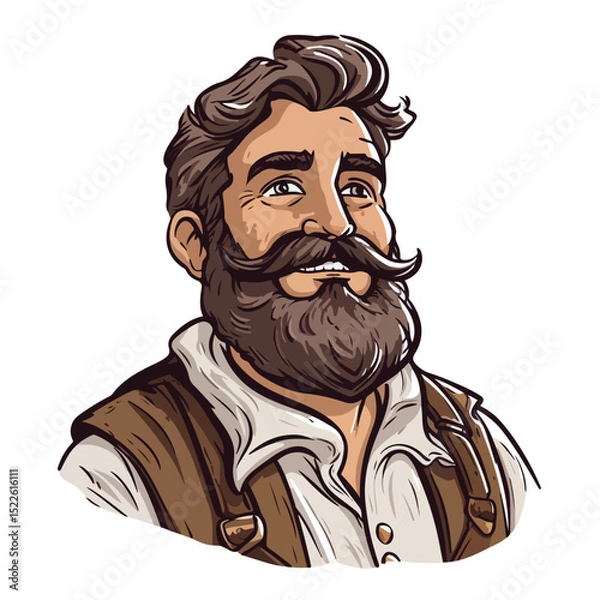 Obraz Professional Bavarian Man Cartoon Scribble Vector Illustration for Oktoberfest Designs