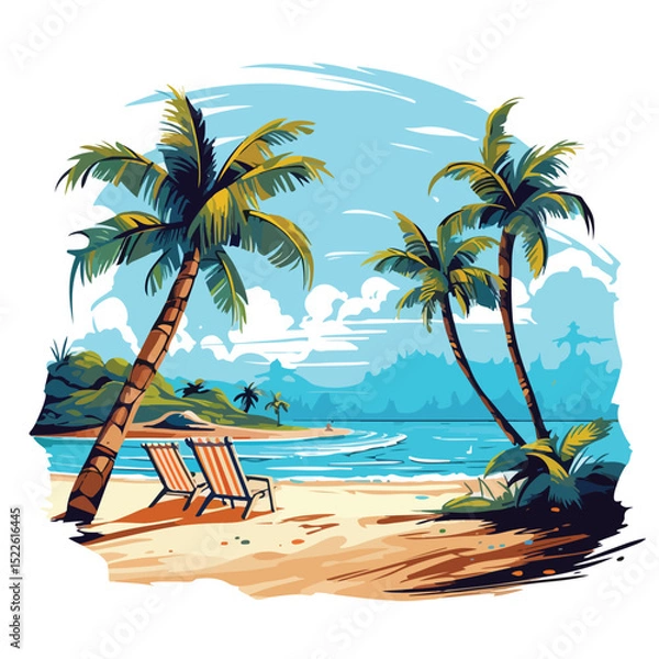 Obraz Professional Beach and Summer Vector Illustration for Graphic Design Projects