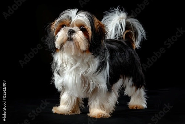 Fototapeta Shih Tzu dog isolated on black background