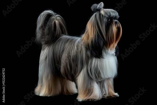 Fototapeta Shih Tzu dog isolated on black background