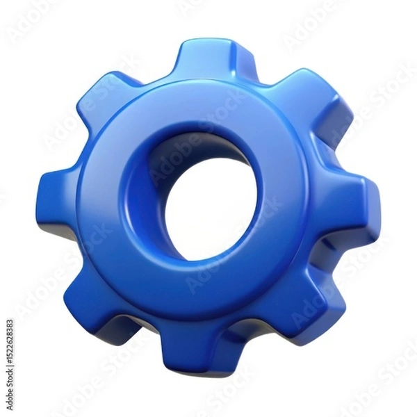 Fototapeta Single blue 3d gear cog wheel isolated on white