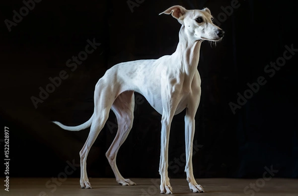 Fototapeta Whippet dog isolated on black background