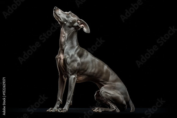 Fototapeta Whippet dog isolated on black background