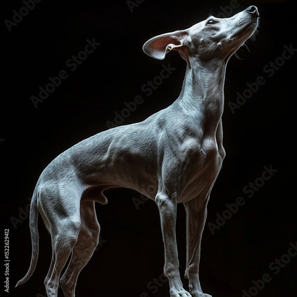Fototapeta Whippet dog isolated on black background
