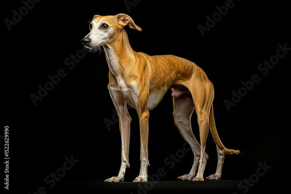 Fototapeta Whippet dog isolated on black background