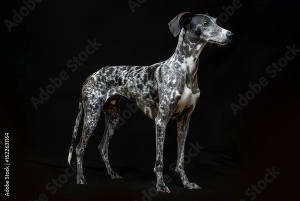 Fototapeta Whippet dog isolated on black background