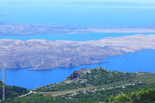 Fototapeta View to the part of Island Pag, Adriatic sea, Croatia